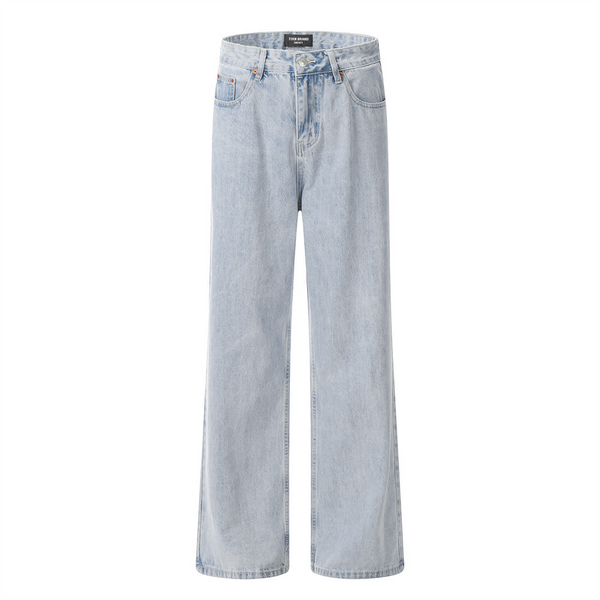 Blue Straight Leg Baggy Jeans