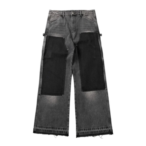 Black Carpenter Stacked Long Denim Jeans