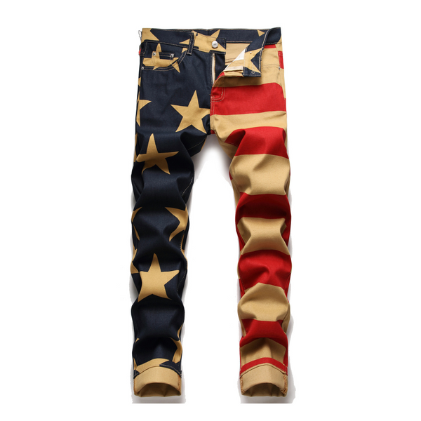 American Flag Print Skinny Jeans